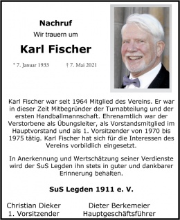 Nachruf Karl Fischer Nachruf Karl Fischer